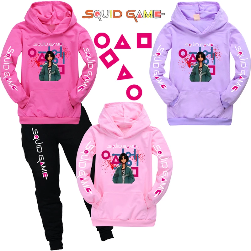 Girl Squid Game Hoodies Kids Shirt Round Six Cosplay Costume Kids Long Sleeve Hoodies Tops+Pants Suit Children Clothes Set
Girl Squid Game Hoodies Kids Shirt Round Six Cosplay Costume Kids Long Sleeve Hoodies Tops+Pants Suit Children Clothes Set