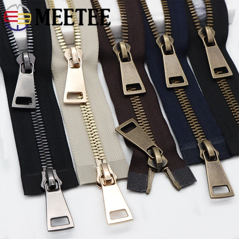 

Meetee 1Pc 80/100/120cm 8# Metal Zipper Double Sliders Zippers Open-End Quto Lock Zips for Down Jacket Coat Repair Parts Zip