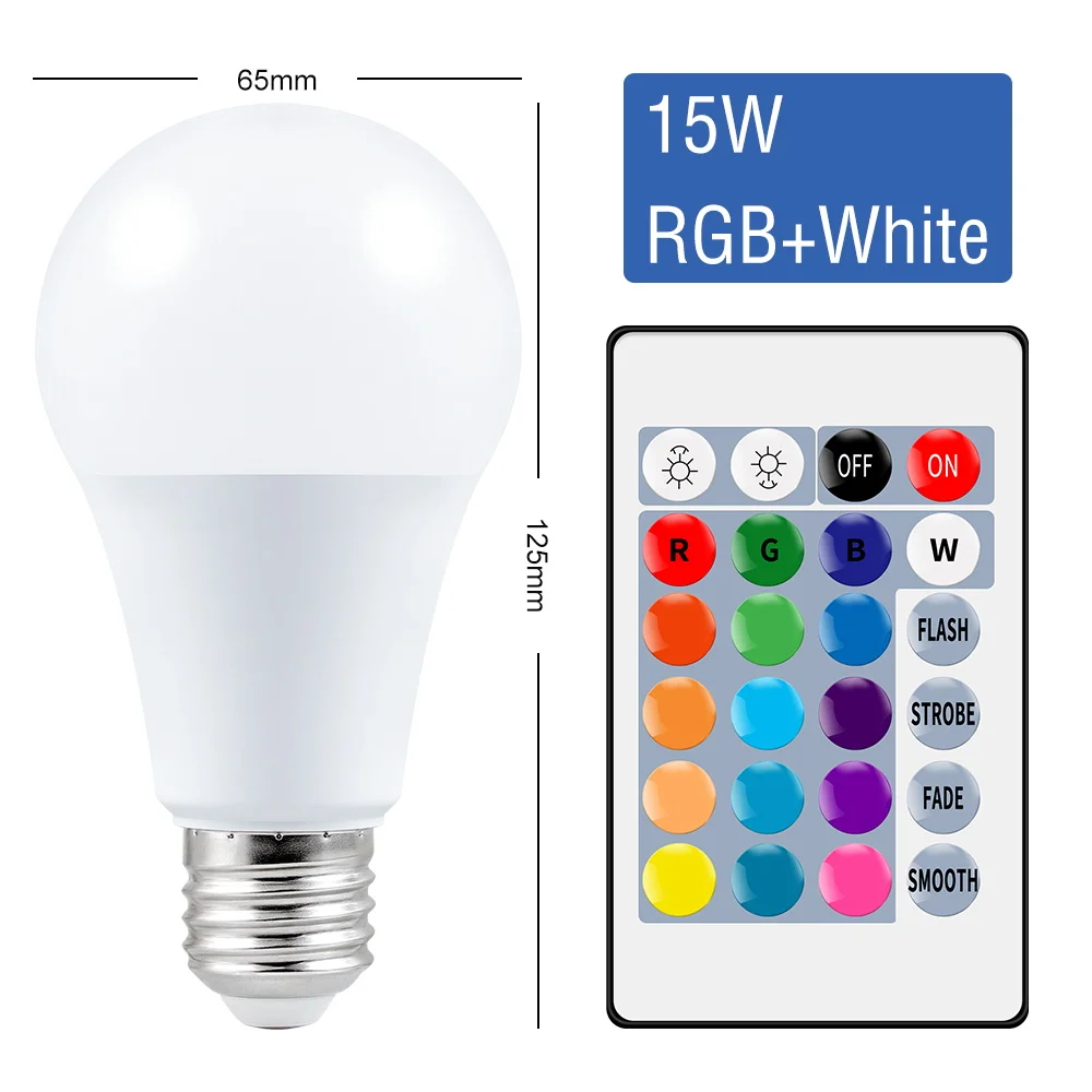 LED Bulb Lamp E27 Dimmable Light Bulb With Remote Control RGB 5W 10W 15W Round Bulb Lampada AC85-265V Cold Warm White Colorful
LED Bulb Lamp E27 Dimmable Light Bulb With Remote Control RGB 5W 10W 15W Round Bulb Lampada AC85-265V Cold Warm White Colorful
