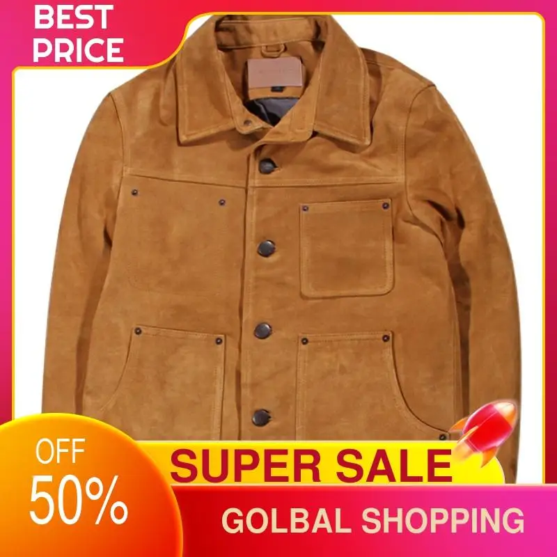 2021 Light Brown Europe Casual Style Genuine Leather Jacket Men Single Breasted Plus Size 4XL Real Natural Cow Suede Autumn Coat
2021 Light Brown Europe Casual Style Genuine Leather Jacket Men Single Breasted Plus Size 4XL Real Natural Cow Suede Autumn Coat