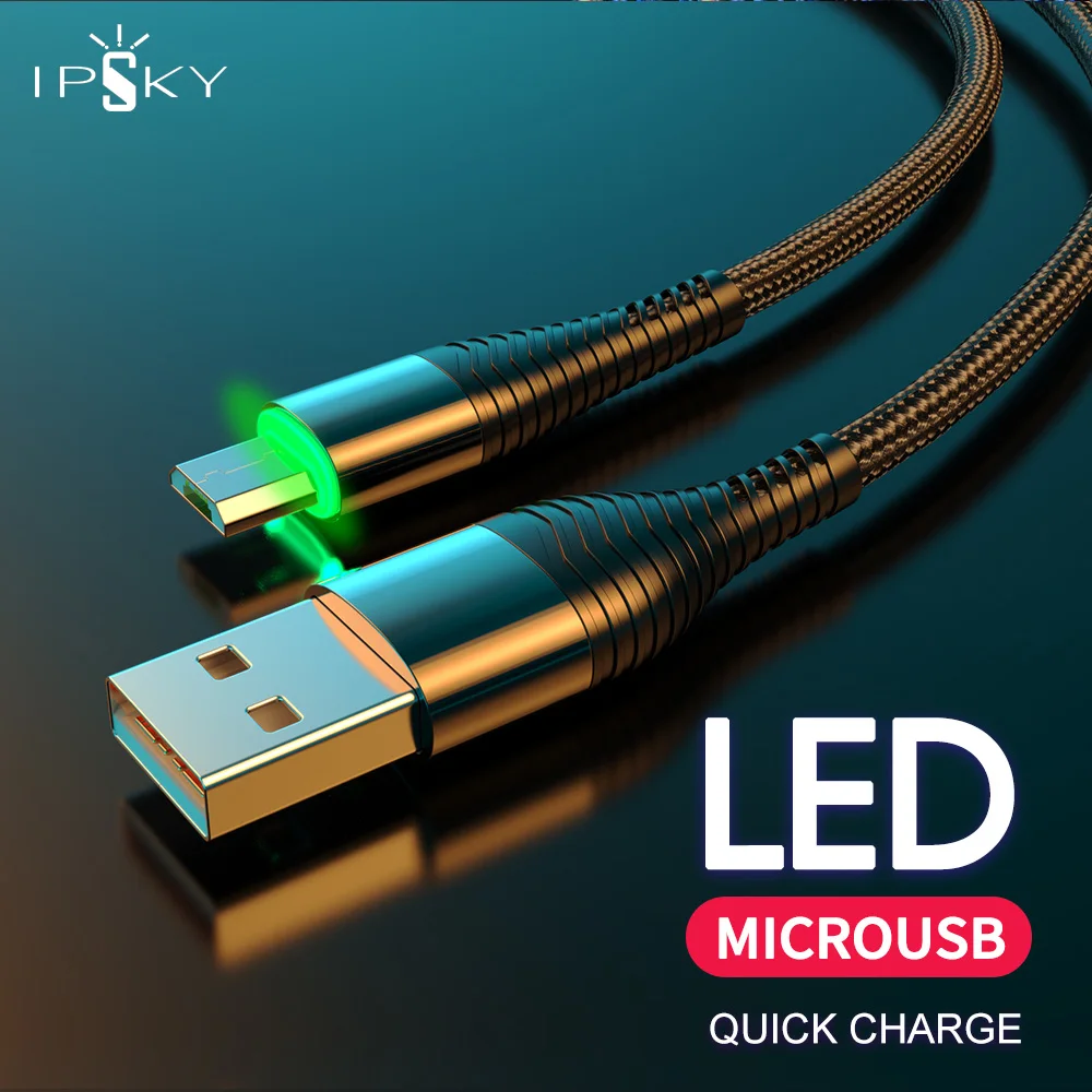 IPSKY USB кабель для зарядки Micro 3A Быстрая зарядка Microusb Android смартфон быстрое зарядное