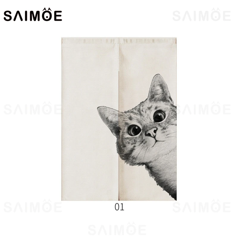 Black White Cartoon Cat Linen Door Curtain Noren Bedroom Kitchen Curtains Home Entrance Decoration Customizable Curtain 
Black White Cartoon Cat Linen Door Curtain Noren Bedroom Kitchen Curtains Home Entrance Decoration Customizable Curtain