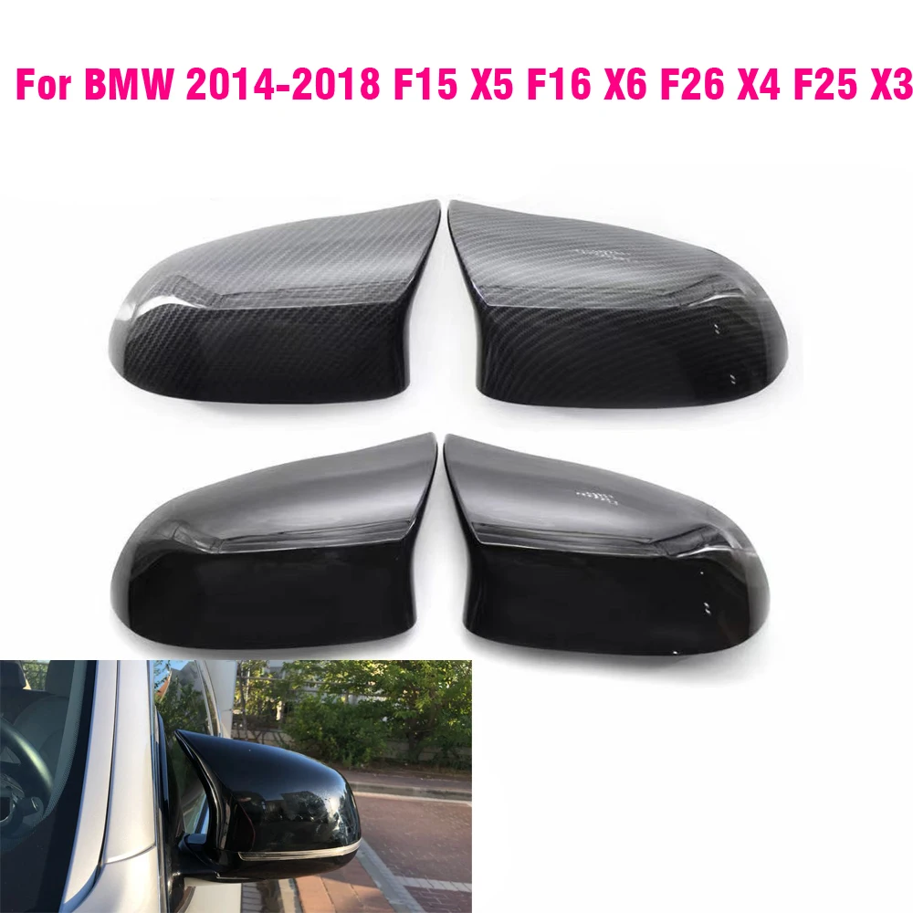Rearview Mirror Covers For BMW 2014-2018 F15 X5 F16 X6 F26 X4 F25 X3 Carbon Fiber Gloss Black 
Rearview Mirror Covers For BMW 2014-2018 F15 X5 F16 X6 F26 X4 F25 X3 Carbon Fiber Gloss Black
