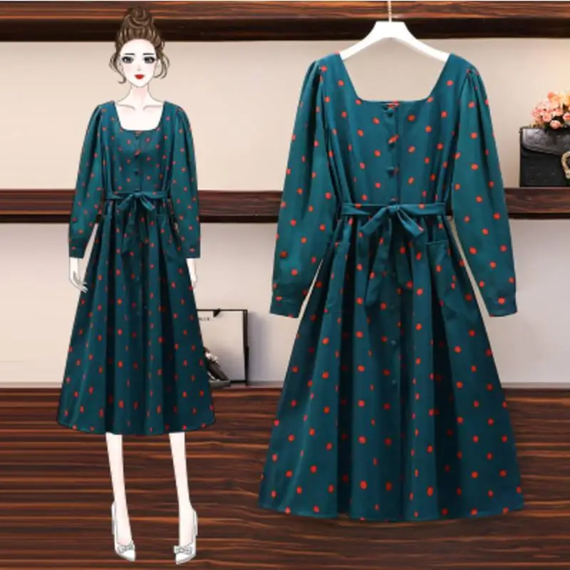 Женское свободное платье в горошек, платье средней длины с квадратным вырезом, трапециевидного силуэта, весна-осень 2021
Женское свободное платье в горошек, платье средней длины с квадратным вырезом, трапециевидного силуэта, весна-осень 2021