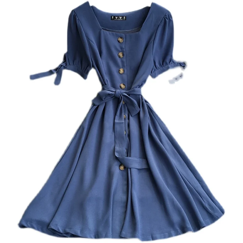 dress women's summer 2020 new foreign style bubble sleeve buckle lace up waist slim Platycodon grandiflorum skirt
dress women's summer 2020 new foreign style bubble sleeve buckle lace up waist slim Platycodon grandiflorum skirt