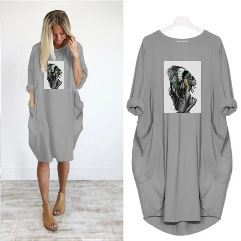 Loose Dress Women Plus Size Indian Lady Printing Long Sleeve o Neck Pocket Casual Party Vintage Streetwear Vestido Robes Femme
Loose Dress Women Plus Size Indian Lady Printing Long Sleeve o Neck Pocket Casual Party Vintage Streetwear Vestido Robes Femme