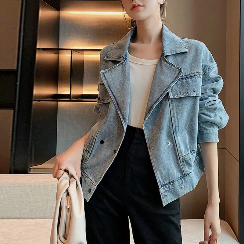Washed Blue Denim Coat Women's 2021 Spring New Suit Collar Loose Women's Top Fashion
Washed Blue Denim Coat Women's 2021 Spring New Suit Collar Loose Women's Top Fashion