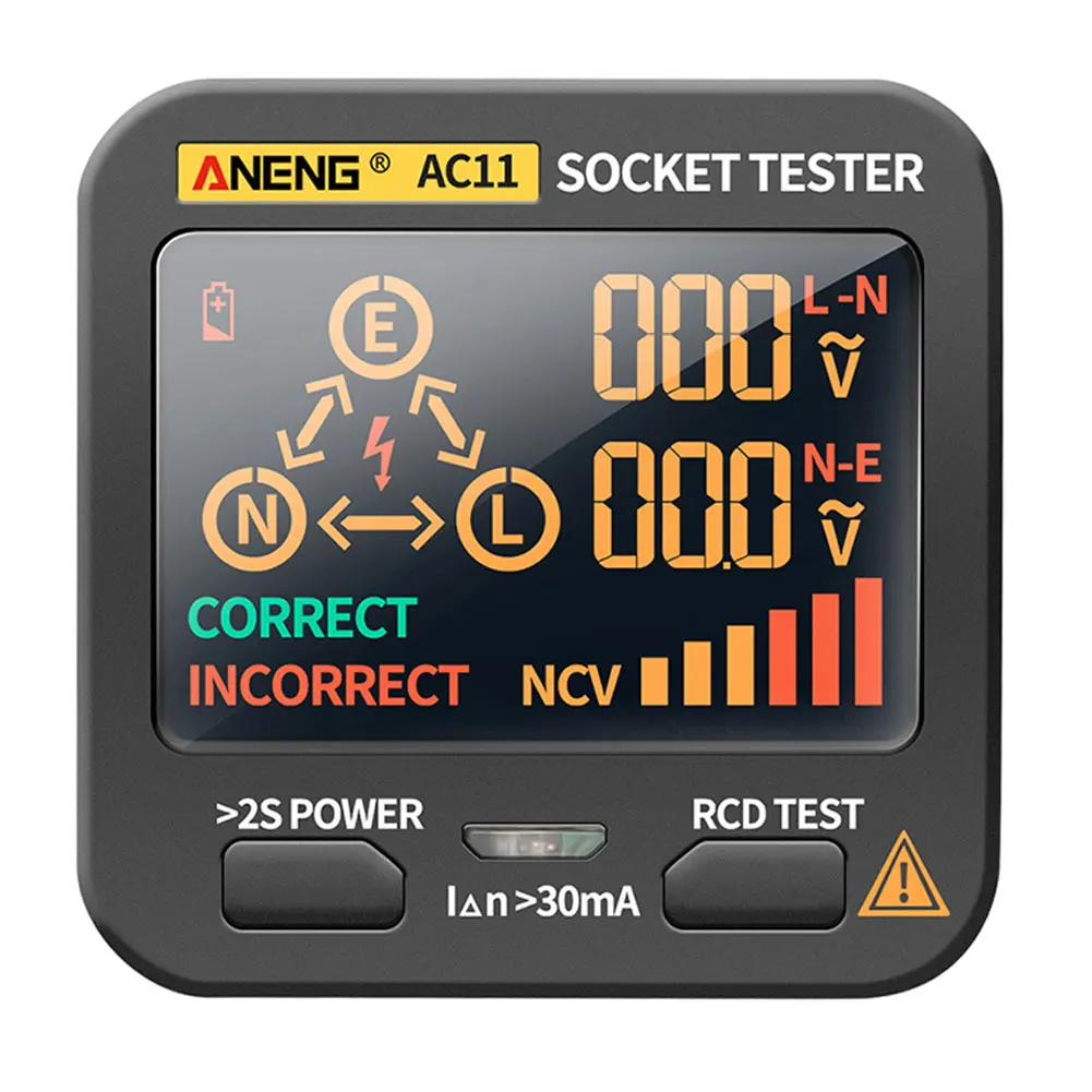 

Hot Digital Socket Tester ANENG AC11 Smart LCD Socket Checker Voltage NCV Test Detector EU US UK Plug Ground Zero Line RCD Check