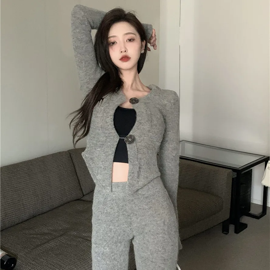 Two Piece Set Cardigan Sweater Tracksuit Women High Waist Knit Straight Pants Suit Spring Clothes
Two Piece Set Cardigan Sweater Tracksuit Women High Waist Knit Straight Pants Suit Spring Clothes