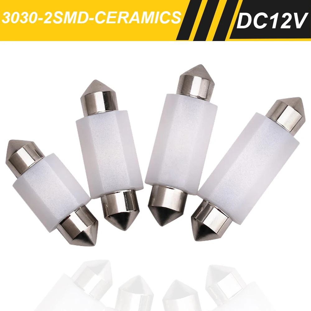 

2Pcs C10W C5W Festoon 31mm 36mm 39mm 41mm 12V Diode White Bulb Car License Plate Interior Reading Dome Map Lamp 6000K 3030 LED