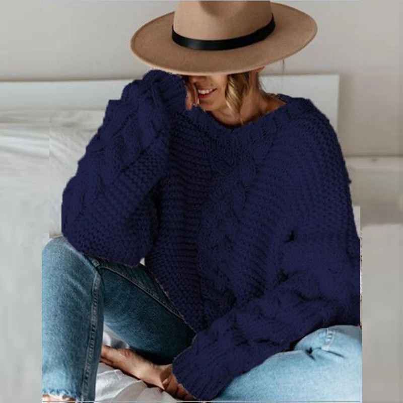 2020 Autumn Winter Solid Twist Loose Sweaters Casual Women V-Neck Pullover Sweaters Elegant Long Sleeve Warm Knitted Tops Jumper
2020 Autumn Winter Solid Twist Loose Sweaters Casual Women V-Neck Pullover Sweaters Elegant Long Sleeve Warm Knitted Tops Jumper