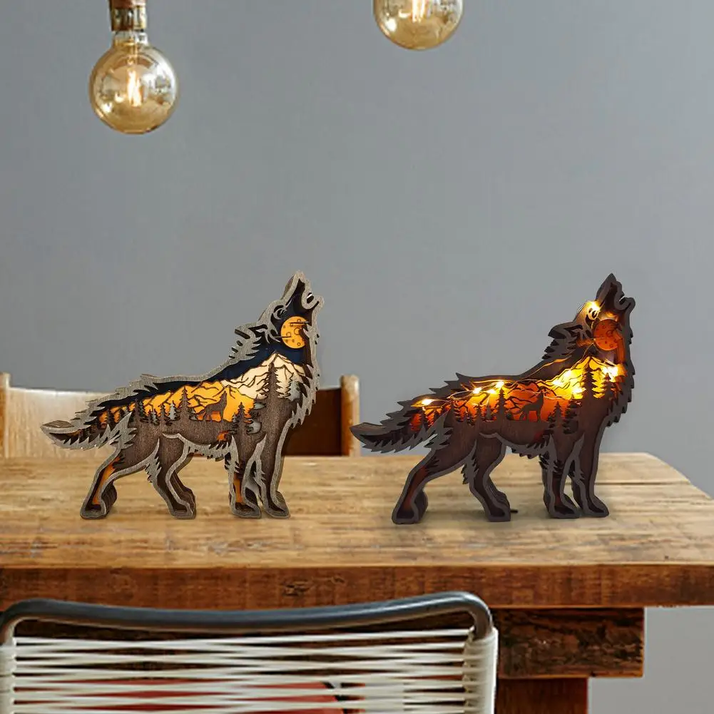 Wooden Wolf Totem Creative Hollow Out Animals Shape Household Office Desktop Christmas Carved Party Gifts Decoration Ornaments
Wooden Wolf Totem Creative Hollow Out Animals Shape Household Office Desktop Christmas Carved Party Gifts Decoration Ornaments