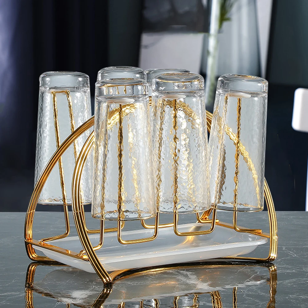 Cup Drying Rack Stand with Drain Tray Non-slip Glass Cups Organizer for 6 Cups Glasses Black White Gold
Cup Drying Rack Stand with Drain Tray Non-slip Glass Cups Organizer for 6 Cups Glasses Black White Gold