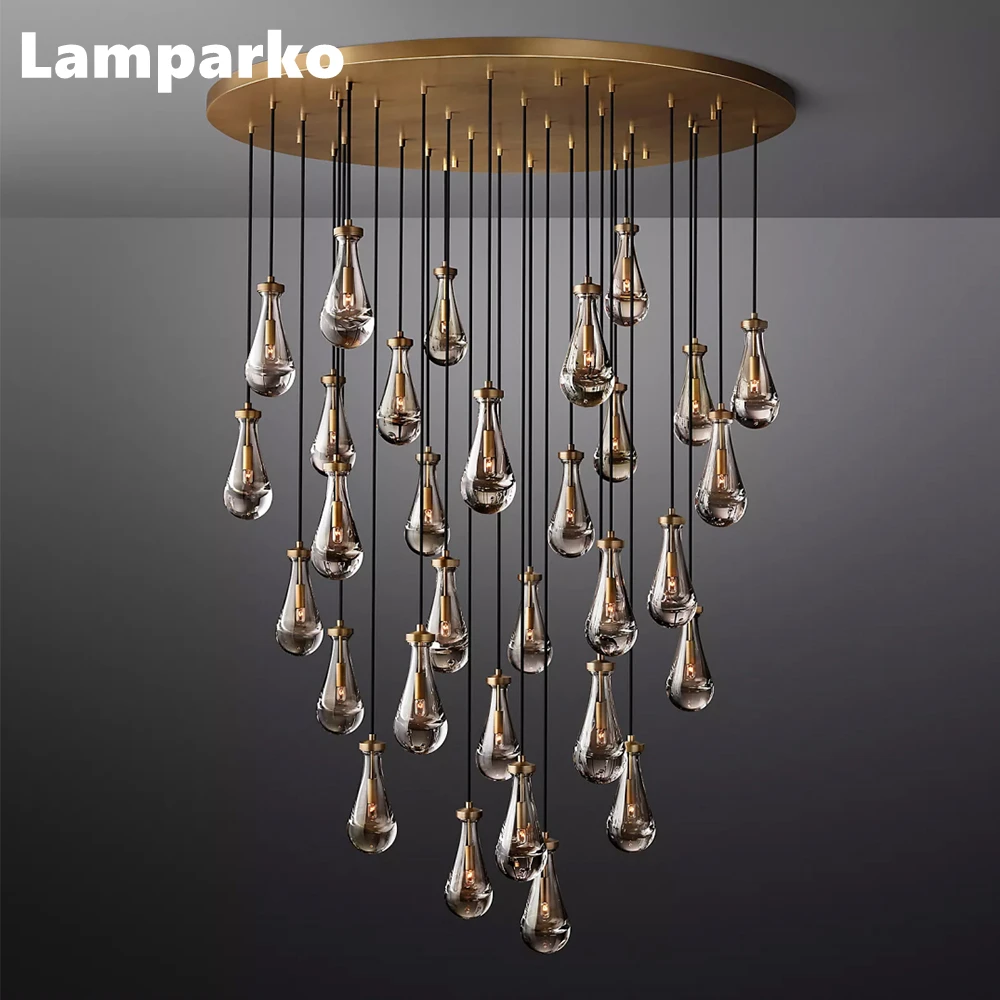 Rain Round Chandelier LED Clear Waterdrop Large Pendant Hanging Lamp Modern Glass Indoor Light Fixture for Dining Living Room
Rain Round Chandelier LED Clear Waterdrop Large Pendant Hanging Lamp Modern Glass Indoor Light Fixture for Dining Living Room