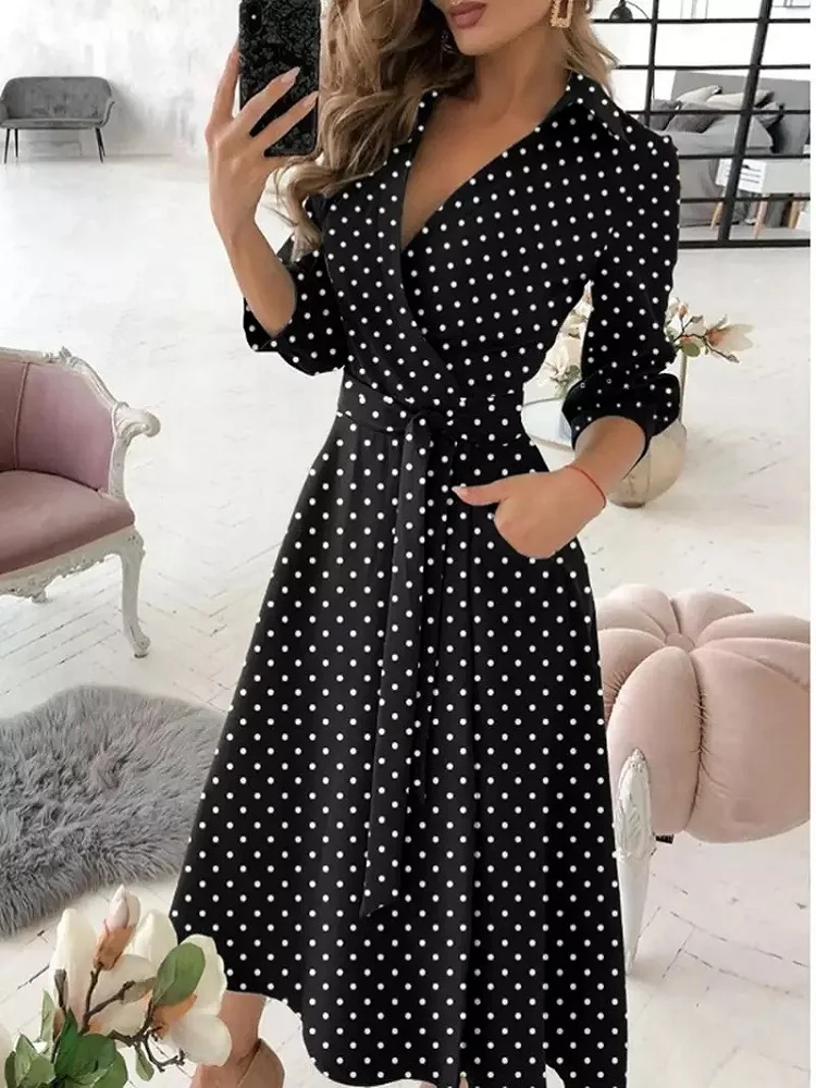 Summer Women Vintage Long Dress Casual Cross V-neck Polka Dot Print Party Short Sleeve Dresses Female Boho Beach Holiday Dress
Summer Women Vintage Long Dress Casual Cross V-neck Polka Dot Print Party Short Sleeve Dresses Female Boho Beach Holiday Dress