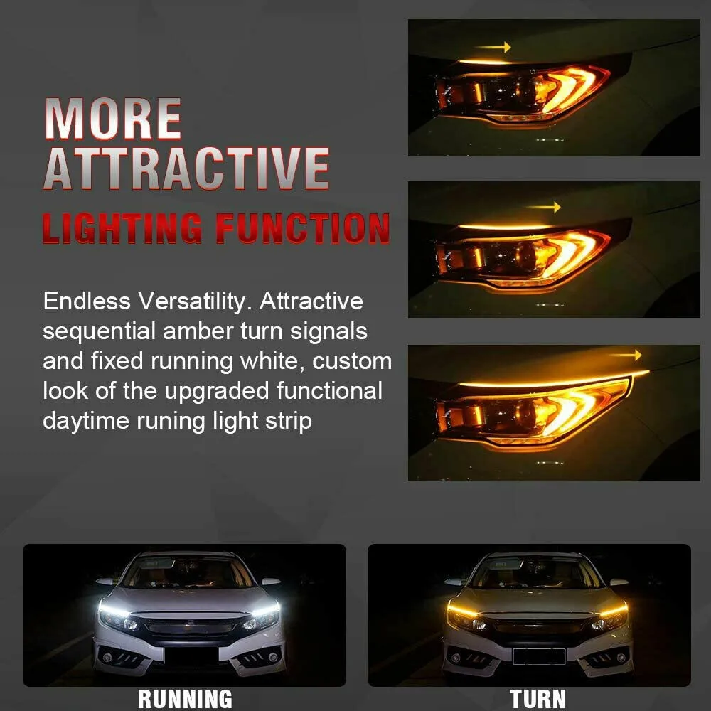 IP65 Waterproof Rating LED Strip 2 X Sequential LED Strip Turn Signal Indicator Car DRL Daytime Running Light
IP65 Waterproof Rating LED Strip 2 X Sequential LED Strip Turn Signal Indicator Car DRL Daytime Running Light