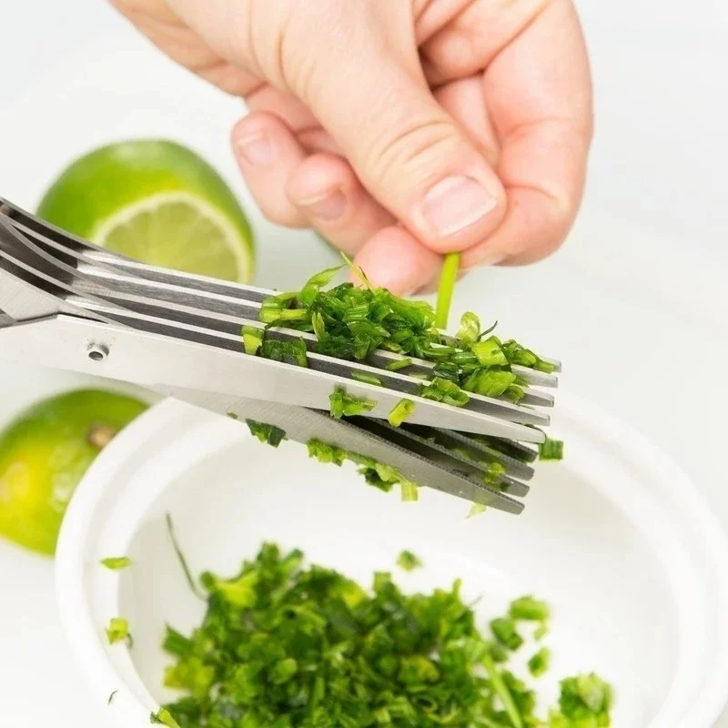 Multifunctional Muti Layers Stainless Steel Knives Multi-Layers KItchen Scissors Scallion Cutter Herb Laver Spices Cook Tool Cut
Multifunctional Muti Layers Stainless Steel Knives Multi-Layers KItchen Scissors Scallion Cutter Herb Laver Spices Cook Tool Cut
