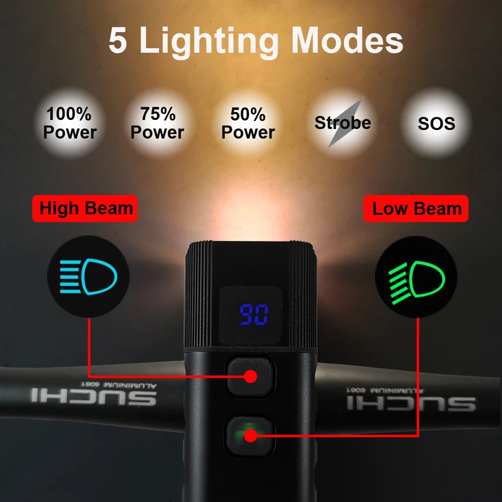 6400mAh Bicycle Light USB Chargeable 1600 Lumen Bike Light 5V/2A Waterproof 4 LED Headlight Power Bank Bike Accessories
6400mAh Bicycle Light USB Chargeable 1600 Lumen Bike Light 5V/2A Waterproof 4 LED Headlight Power Bank Bike Accessories