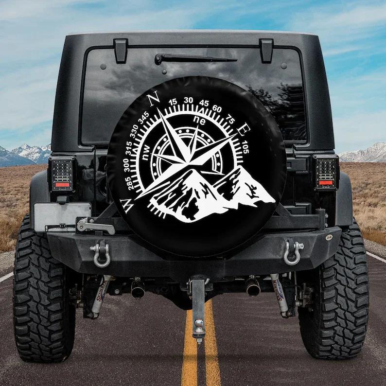 

Moutains Compass Lovers Spare Tire Cover For Car - Car Accessories, Custom Spare Tire Covers Your Own Personalized Design,