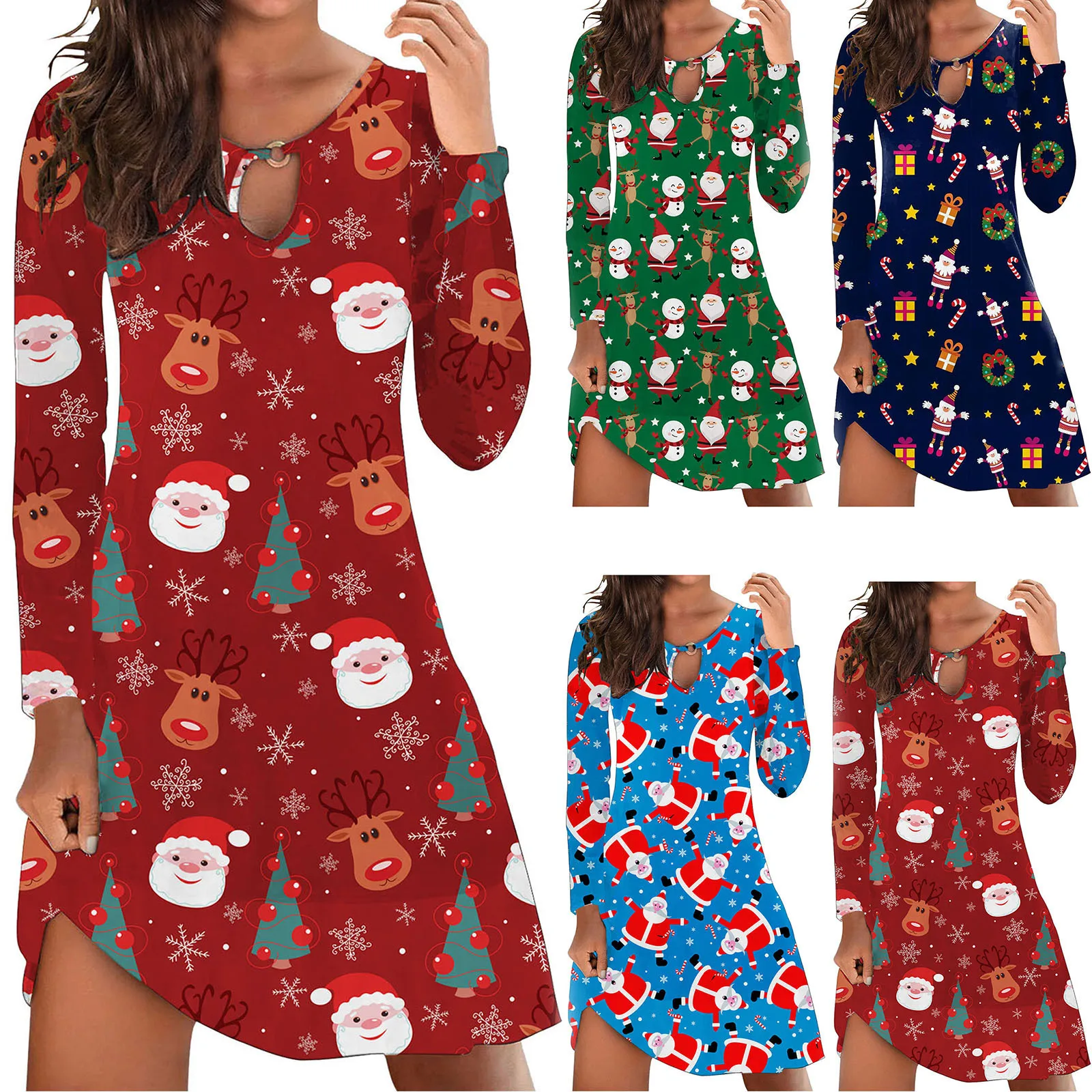 Autumn Winter Santa Claus Print Long Sleeve Dress Christmas Day Women New O-neck Casual Loose Party Knee Length Vestidos Female
Autumn Winter Santa Claus Print Long Sleeve Dress Christmas Day Women New O-neck Casual Loose Party Knee Length Vestidos Female