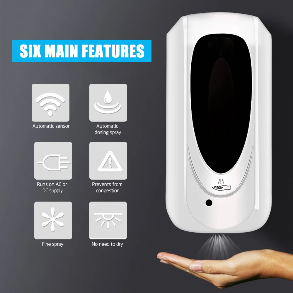 1000ML Bathroom Touchless Cleaning Liquid Dispenser Machine Wall-mounted Fine Mist Spray Hand Hygiene Automatic Sensor
1000ML Bathroom Touchless Cleaning Liquid Dispenser Machine Wall-mounted Fine Mist Spray Hand Hygiene Automatic Sensor