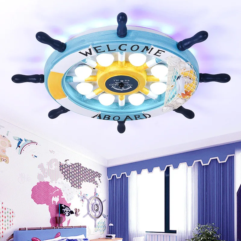 Mediterranean Decoration Remote Control Rudder Chandelier Light with Colorful Backlight Kids Boy Children Bedroom Ceiling Lamp 
Mediterranean Decoration Remote Control Rudder Chandelier Light with Colorful Backlight Kids Boy Children Bedroom Ceiling Lamp