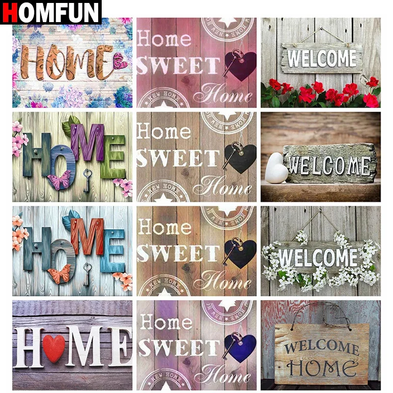 HOMFUN Diamond Painting Full Square/Round Drill 5D DIY "Welcome Home Text" Embroidery Rhinestone Cross Stitch Decor
HOMFUN Diamond Painting Full Square/Round Drill 5D DIY "Welcome Home Text" Embroidery Rhinestone Cross Stitch Decor