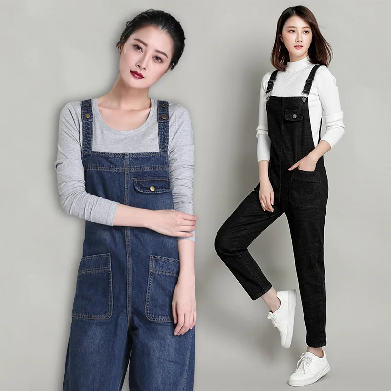 Fashion Loose Pocket Jeans Women Autumn Bib Pants Overalls Shoulder Strap Jumpsuit Large Size brand Denim Jeans Pants
Fashion Loose Pocket Jeans Women Autumn Bib Pants Overalls Shoulder Strap Jumpsuit Large Size brand Denim Jeans Pants