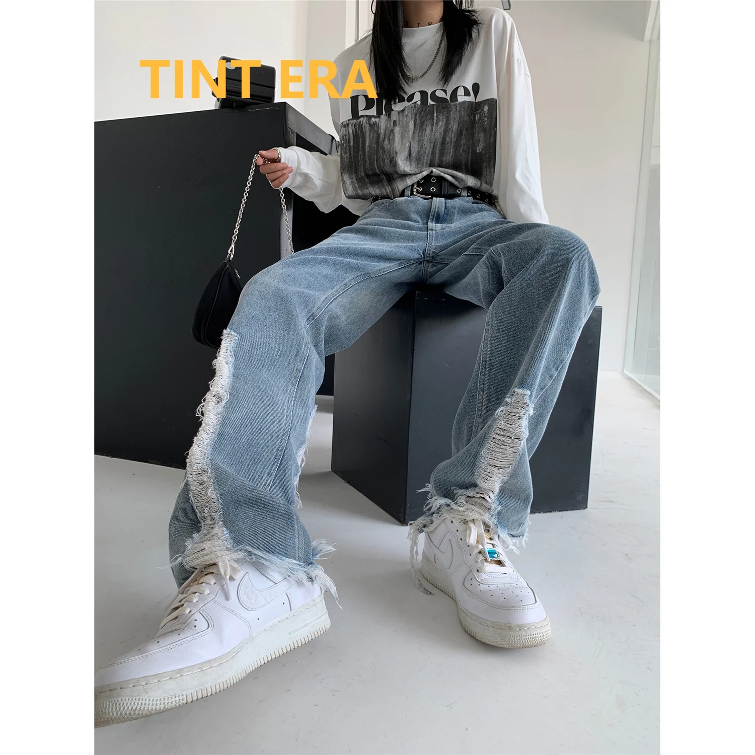 TINT ERA Y2k Ripped Jeans Women 2022 Spring Autumn Wear All-match Casual Straight Light Blue Frayed Old Pants Korean Fashion
TINT ERA Y2k Ripped Jeans Women 2022 Spring Autumn Wear All-match Casual Straight Light Blue Frayed Old Pants Korean Fashion