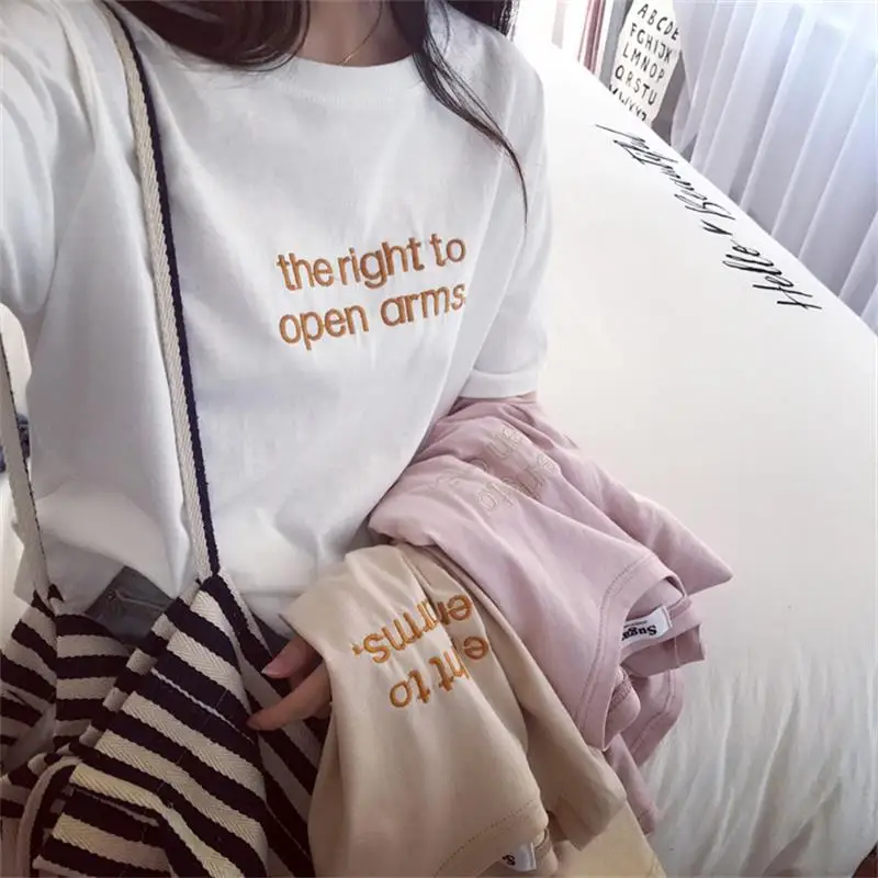 Olevo New Tshirts Korean Embroidery Tops Woman Clothes Harajuku Fresh Simple Style Print Women T-shirts Women's Short T-shirt
Olevo New Tshirts Korean Embroidery Tops Woman Clothes Harajuku Fresh Simple Style Print Women T-shirts Women's Short T-shirt