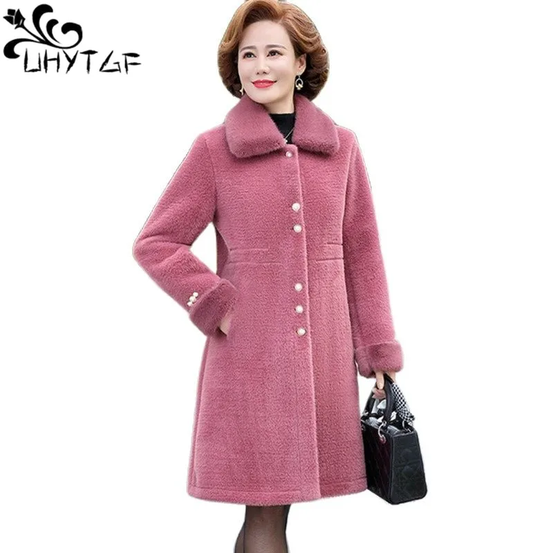 UHYTGF Quality Mink Fleece Autumn Winter Woolen Jacket Women Mid-Length Casual Coat Single-Breasted 5XL Loose Size Outewear 1916
UHYTGF Quality Mink Fleece Autumn Winter Woolen Jacket Women Mid-Length Casual Coat Single-Breasted 5XL Loose Size Outewear 1916