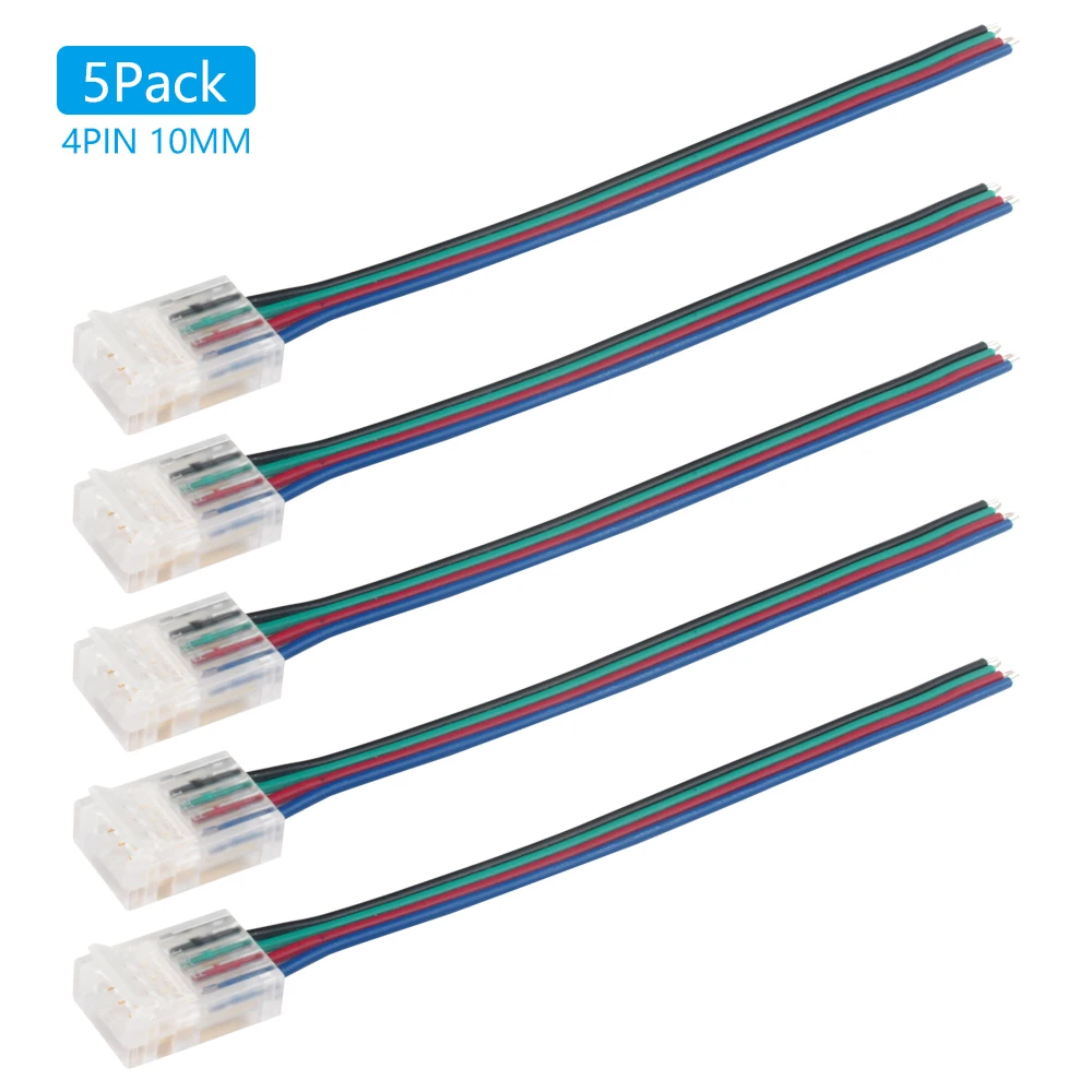 4Pin RGB LED Connector 5Pcs Female Plug RGB Connector Extension Cable For 10mm SMB 5050 3528 2835 RGB LED Flex Strip Lighting
4Pin RGB LED Connector 5Pcs Female Plug RGB Connector Extension Cable For 10mm SMB 5050 3528 2835 RGB LED Flex Strip Lighting