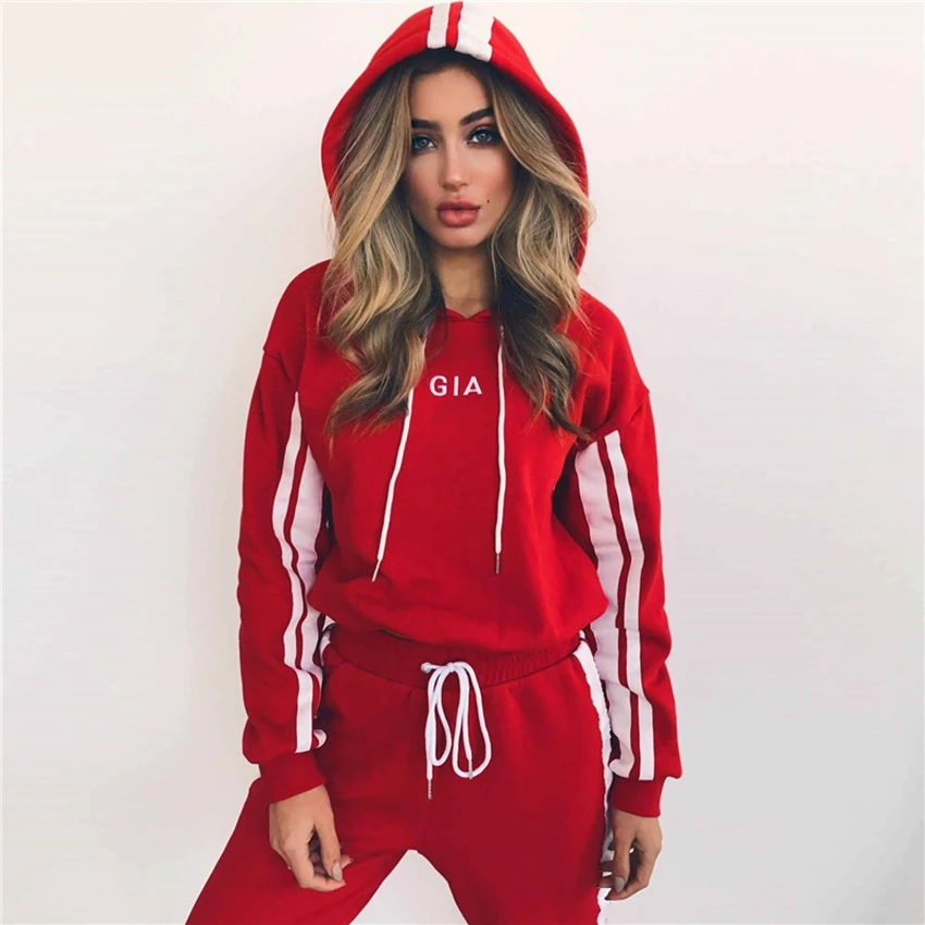 2 Piece Set Suit Sports Top+Pants Women Red Strip Casual Tracksuit Pullover Draw Suit Obesity Hood Cool Cheap Streetwear Clothes
2 Piece Set Suit Sports Top+Pants Women Red Strip Casual Tracksuit Pullover Draw Suit Obesity Hood Cool Cheap Streetwear Clothes