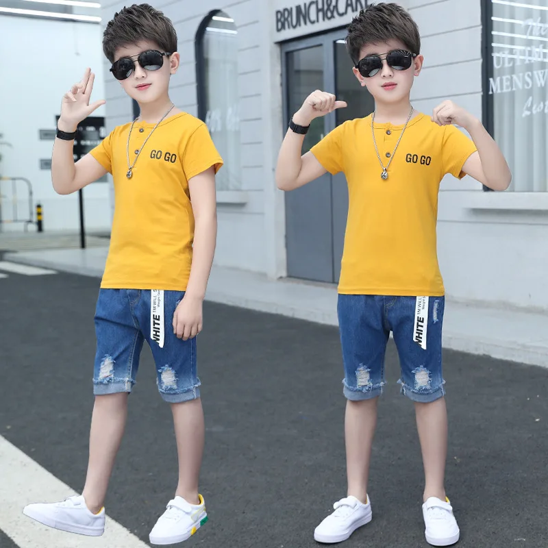 Children's wear boys' suit 2021 new summer dress foreign style middle school children's short sleeve top solid color denim
Children's wear boys' suit 2021 new summer dress foreign style middle school children's short sleeve top solid color denim
