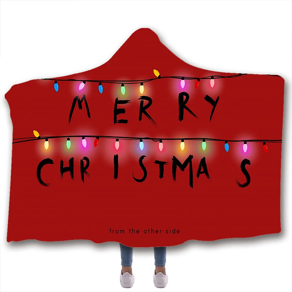 

3D Printing Christmas Blanket for Kids Thick Sherpa Fleece Blankets Soft Warm Children Cloak Cape Shawl Sofa Throw Blanket