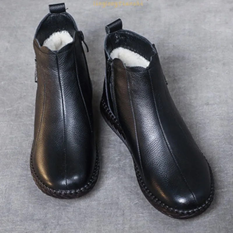 100% Genuine Leather Shoes Women Snow Boots Autumn Winter Shoes Warm Plush Cow Leather Ladies Ankle Boots Black Brown A4121
100% Genuine Leather Shoes Women Snow Boots Autumn Winter Shoes Warm Plush Cow Leather Ladies Ankle Boots Black Brown A4121