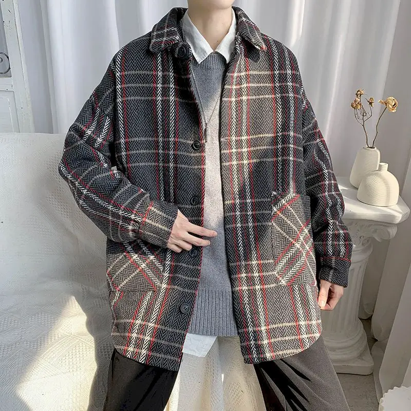 Fonekie Plaid Woolen Coat Mens Autumn Winter Loose Wild Jacket Korean Trendy Handsome Woolen Thick Shirt Fashion Jackets for Men
Fonekie Plaid Woolen Coat Mens Autumn Winter Loose Wild Jacket Korean Trendy Handsome Woolen Thick Shirt Fashion Jackets for Men