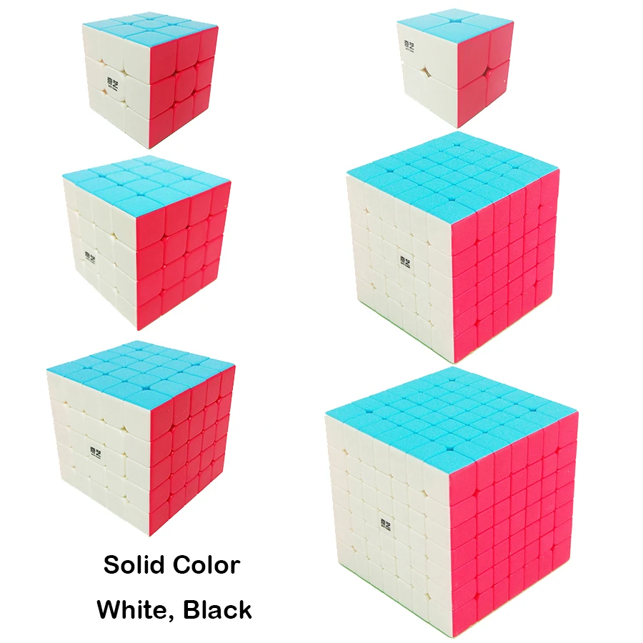 

QiYi Square Magic Cube 2x2 3x3 4x4 5x5 6x6 7x7 Solid White Black Sticker Competition Speed Cube Puzzle for Children Beginner