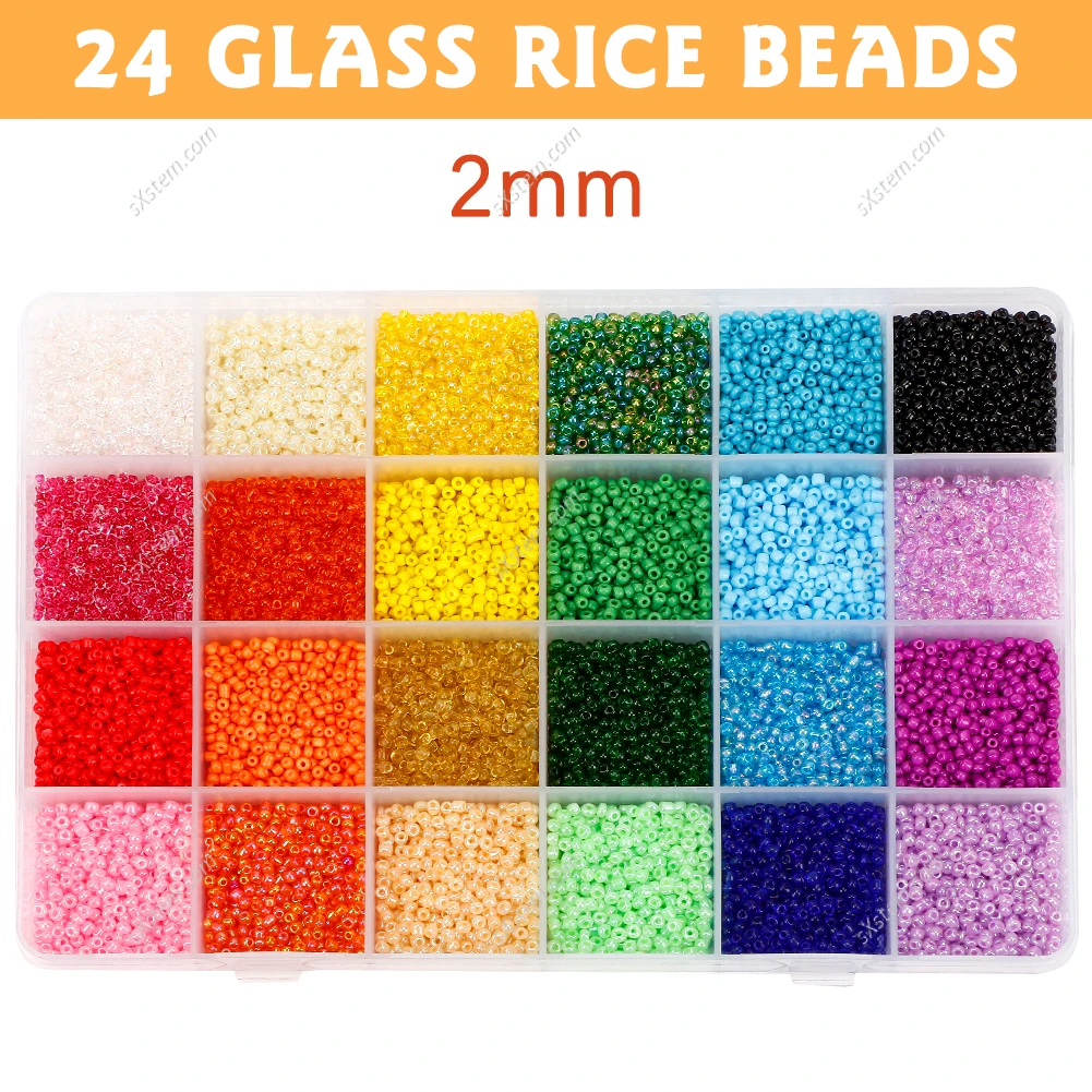 24 Grid 2mm Mixed Color Glass Rice Beads Accessories DIY Beads For Handmade Jewelry Bracelet Earrings Material Tool Set
24 Grid 2mm Mixed Color Glass Rice Beads Accessories DIY Beads For Handmade Jewelry Bracelet Earrings Material Tool Set
