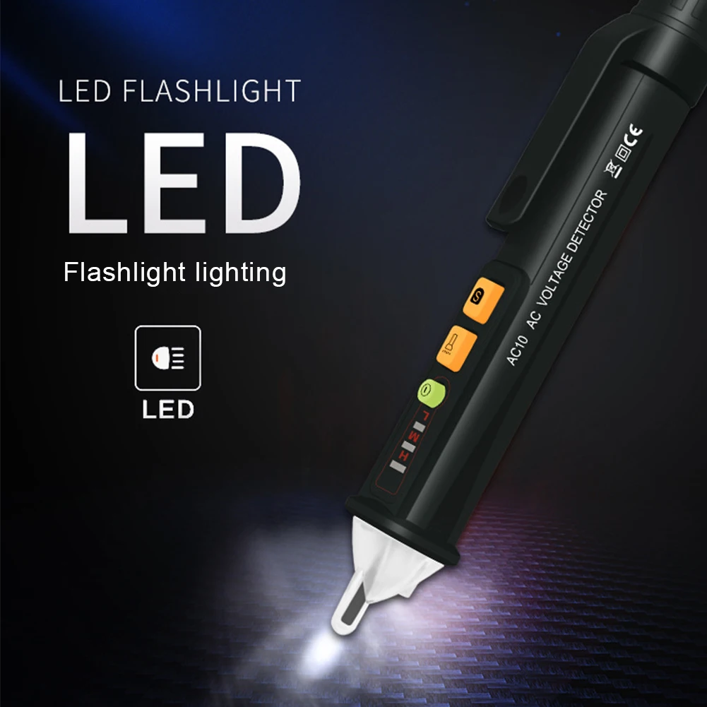 Digital AC Voltage Detector Non-Contact Tester Pen Sound&Light Alarm with Flashlight 12-1000V/48-1000V Sensitivity Test Pencil
Digital AC Voltage Detector Non-Contact Tester Pen Sound&Light Alarm with Flashlight 12-1000V/48-1000V Sensitivity Test Pencil