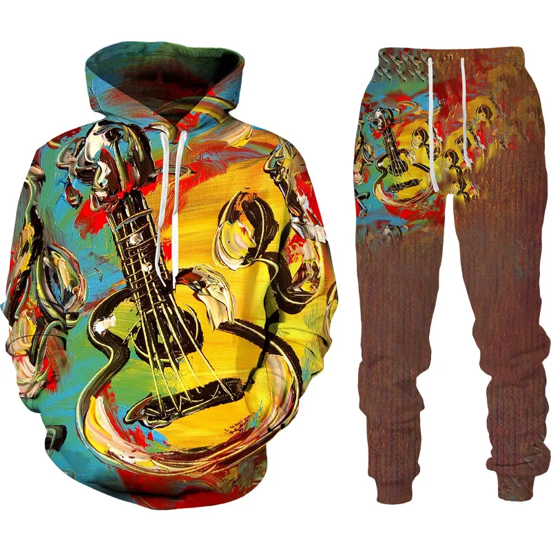Костюм спортивный мужской с капюшоном, свитер с 3D художественным принтом гитары, длинный рукав, спортивная одежда, осень-зима
Костюм спортивный мужской с капюшоном, свитер с 3D художественным принтом гитары, длинный рукав, спортивная одежда, осень-зима
