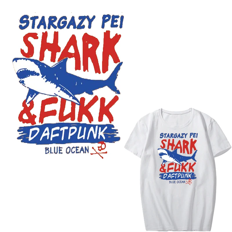 Iron on Transfer Letter Punk Skull Shark Patches for Clothing DIY T-shirt Applique Heat Transfer Vinyl Thermo Sticker on Clothes
Iron on Transfer Letter Punk Skull Shark Patches for Clothing DIY T-shirt Applique Heat Transfer Vinyl Thermo Sticker on Clothes