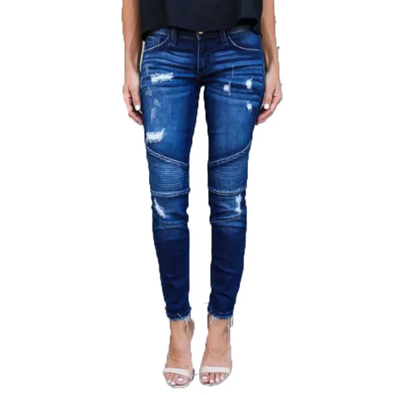 Tassel Ripped Jeans for Women Casual Slim High Waist Distressed Ruched Jeans Woman Skinny Blue Denim Pencil Pants
Tassel Ripped Jeans for Women Casual Slim High Waist Distressed Ruched Jeans Woman Skinny Blue Denim Pencil Pants
