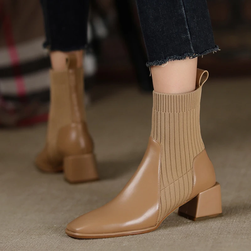 Mid Heel Short Boots Woman Autumn Winter Fashion Elastic Knitted Socks Boots Square Toe Slip On Casual Shoes Female Bootie Black
Mid Heel Short Boots Woman Autumn Winter Fashion Elastic Knitted Socks Boots Square Toe Slip On Casual Shoes Female Bootie Black