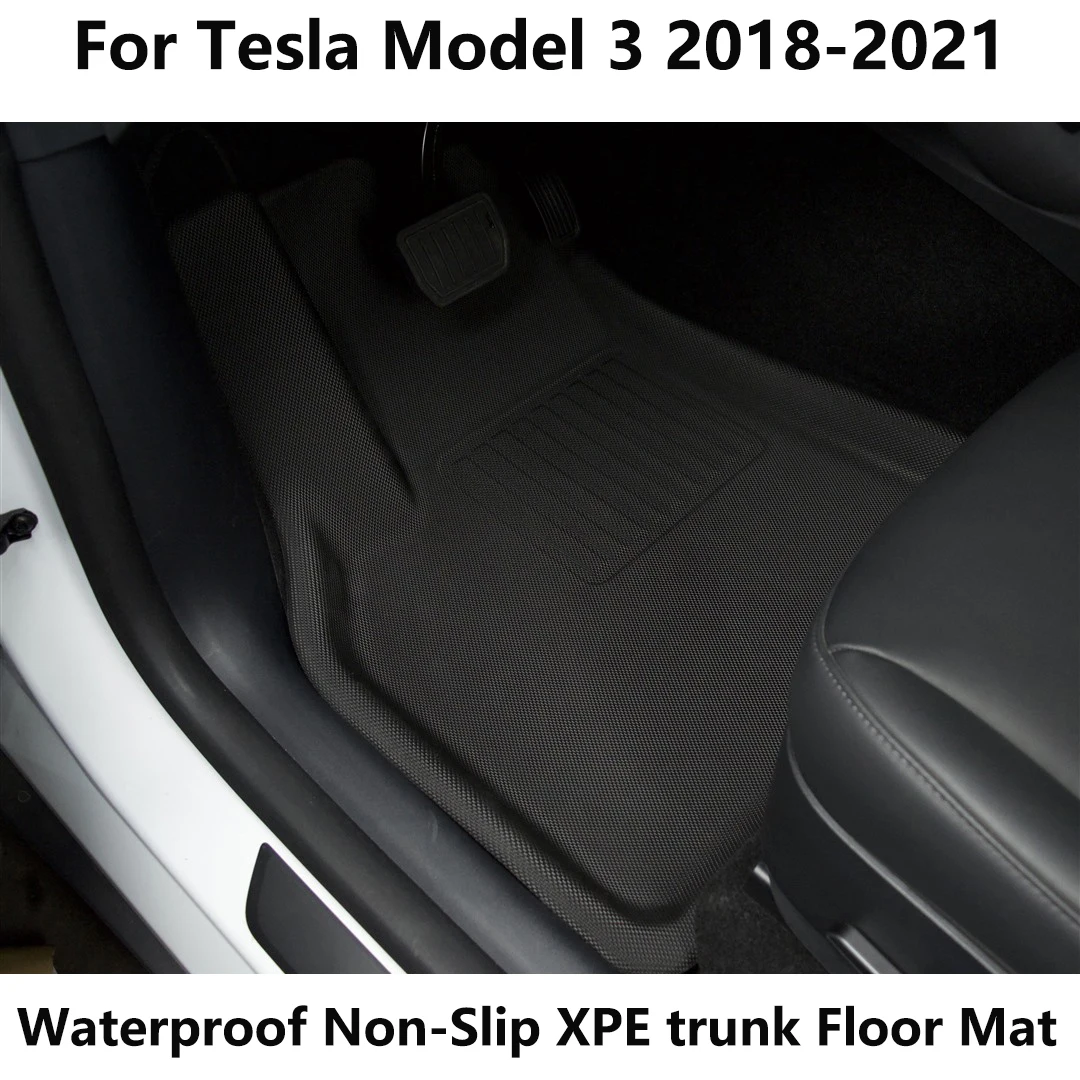 

Полное окружение специальный коврик для ног для Tesla Model 3, водонепроницаемый нескользящий напольный коврик из ТПЭ XPE, коврики для багажника, а...