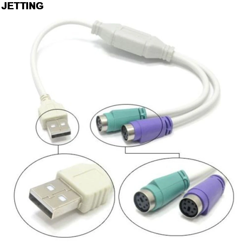 

Переходник для кабеля JETTING 1 шт., USB «папа»-«мама» PS2, конвертер для клавиатуры, мыши, Прямая поставка