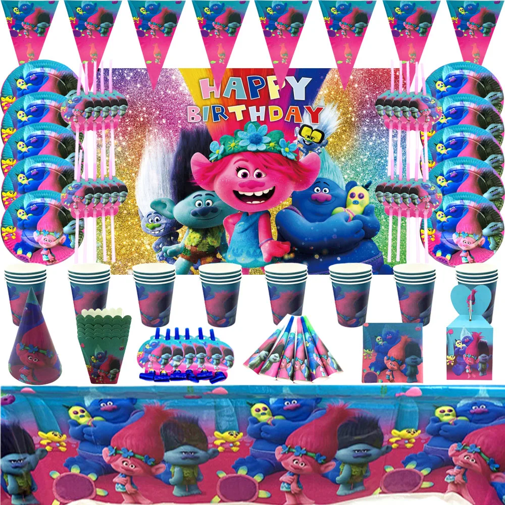 Cartoon Trolls Theme Kids Birthday Party Supplies Disposable Tableware Plate Napkin Straw Banner Baby Shower Party Decorations
Cartoon Trolls Theme Kids Birthday Party Supplies Disposable Tableware Plate Napkin Straw Banner Baby Shower Party Decorations