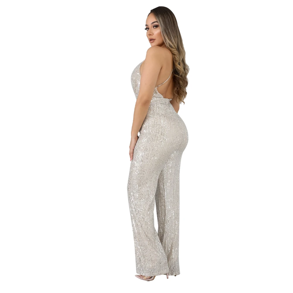 Tsuretobe Sexy Sequin Spaghetti Strap Jumpsuit Women Wide Leg Pants Party Sleeveless Romper Backless Overalls V-Neck Outfits
Tsuretobe Sexy Sequin Spaghetti Strap Jumpsuit Women Wide Leg Pants Party Sleeveless Romper Backless Overalls V-Neck Outfits