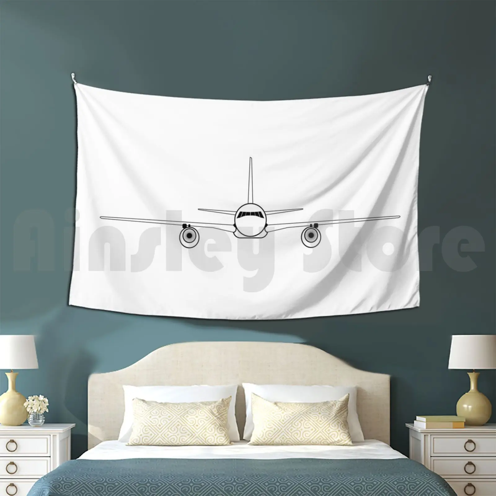 

Airplane Flying In The Sky Tapestry Living Room Bedroom Aviation Pilot Airplane Plane Flying Flight Fly Avgeek Boeing