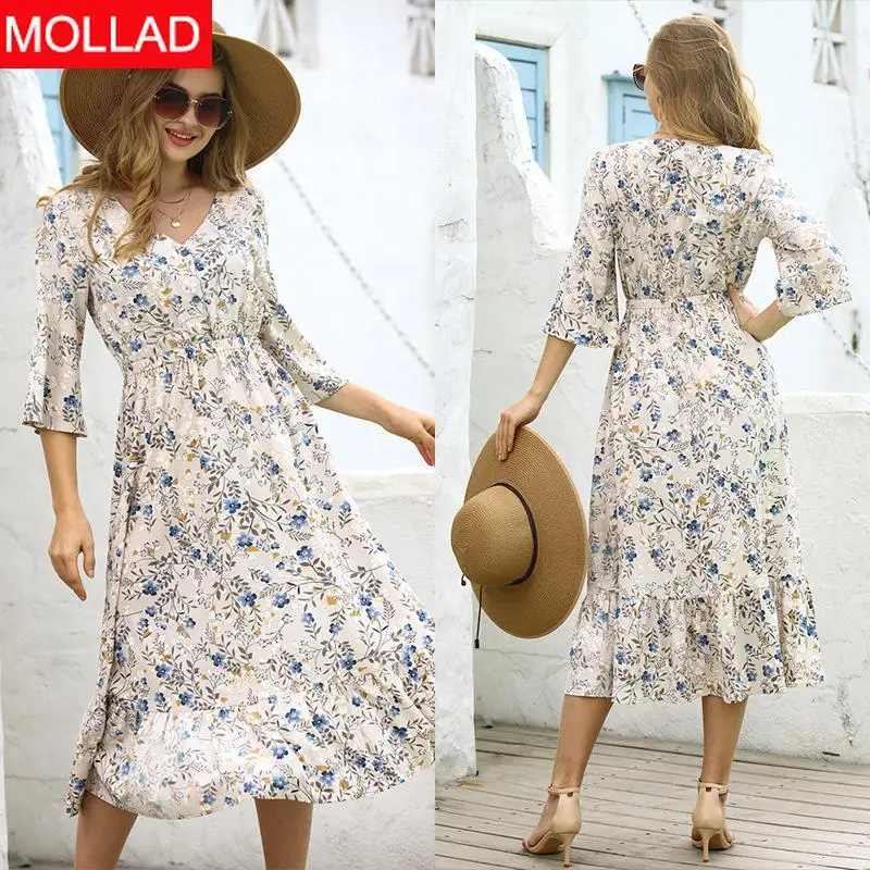 2021 Spring and Summer Pullover V-neck Three-Quarter Sleeve Waist Mid-Length Dress for Women One Piece Dropshipping
2021 Spring and Summer Pullover V-neck Three-Quarter Sleeve Waist Mid-Length Dress for Women One Piece Dropshipping